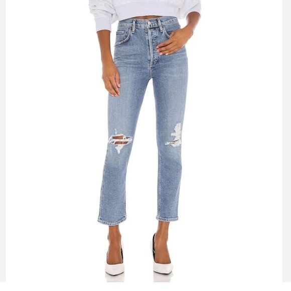 Agolde Riley High Rise Crop Jeans | Size 28 - Picture 1 of 8